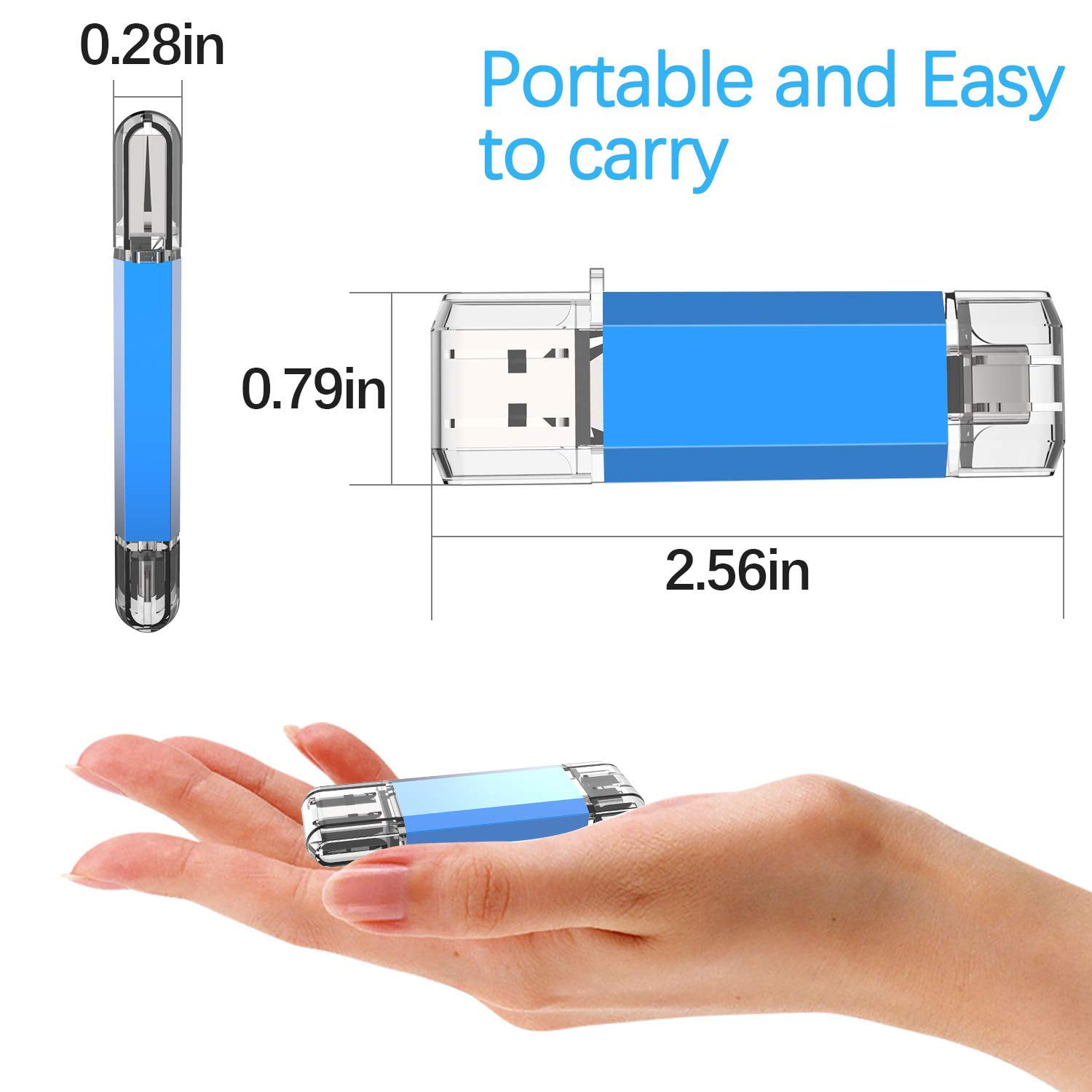 USB Flash Drive for iPhone, 256GB Photo Storage , WOFICLO External Memory  Stick for iPad Compatible iOS Lightning/Mac Type-c/PC USB3.0/Android Micro  and USB-c (256GB,Sliver) (Color: Sliver, Tamaño: 256GB)