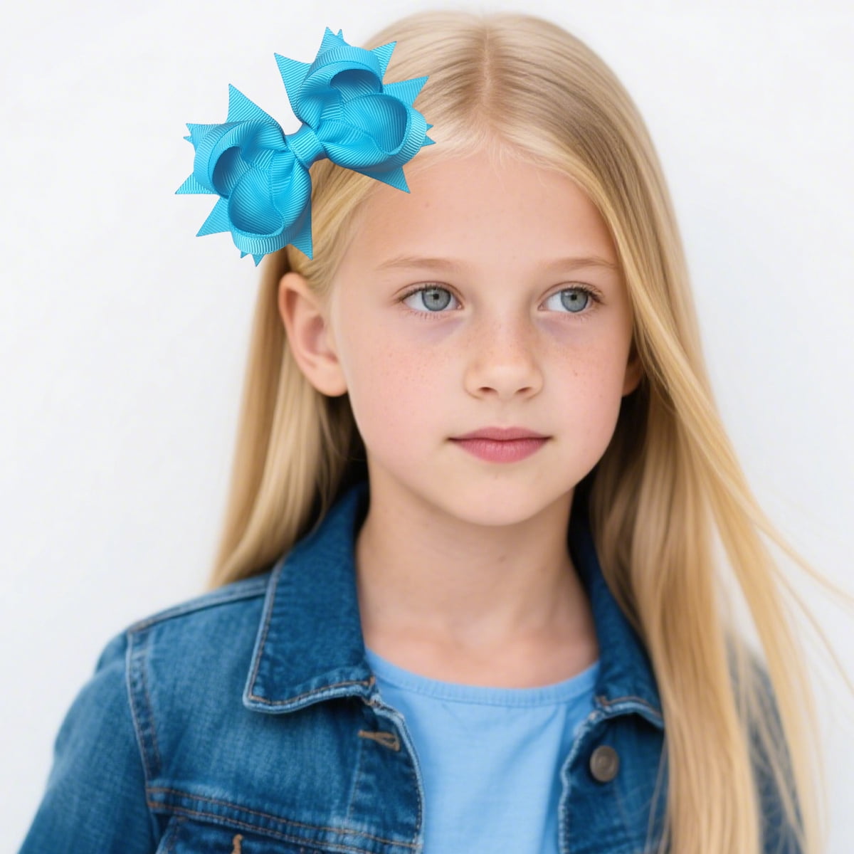 JoyBowie 12 Pcs 3.5 Inch Star-Tipped Grosgrain Hair Bows, Alligator Clips for Girls