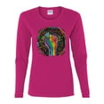 thumbnail image 2 of Wild Bobby The Power of Unity Colorful Fist Puff Print Fashion Womens Graphic Long Sleeve Tee, Fuschia, Small, 2 of 6