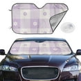thumbnail image 3 of Lsque Floral Purple Buffalo Plaid Car Windshield Sun Shade | Accordion Folding Style Auto Shade for Car Truck SUV Van | Blocks UV Rays Sun Visor Protector | Small, 3 of 7