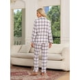 thumbnail image 2 of HEARTNICE 100% Cotton Pajama Set for Women, Button Down Plaid Sleepwear Long Sleeve Flannel Pajamas Set,(Pink White Plaid,2XL), 2 of 5