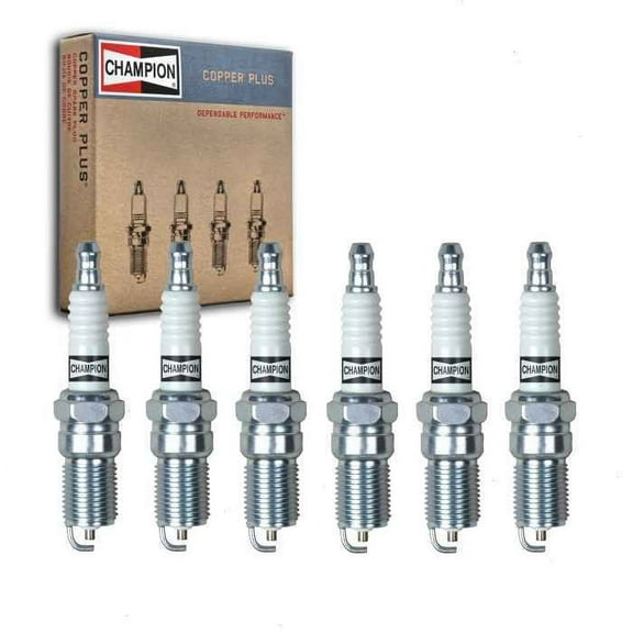 6 pc Champion Copper Plus Spark Plugs compatible with Chevrolet Malibu 3.1L 3.5L V6 1997-2006