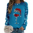 thumbnail image 2 of Fiaer Christmas Women Sweatshirts Shine Glass Snowflakes Xmas Pullovers Crew Neck Plus Size Baggy Trendy Tops Sky Blue XL, 2 of 5