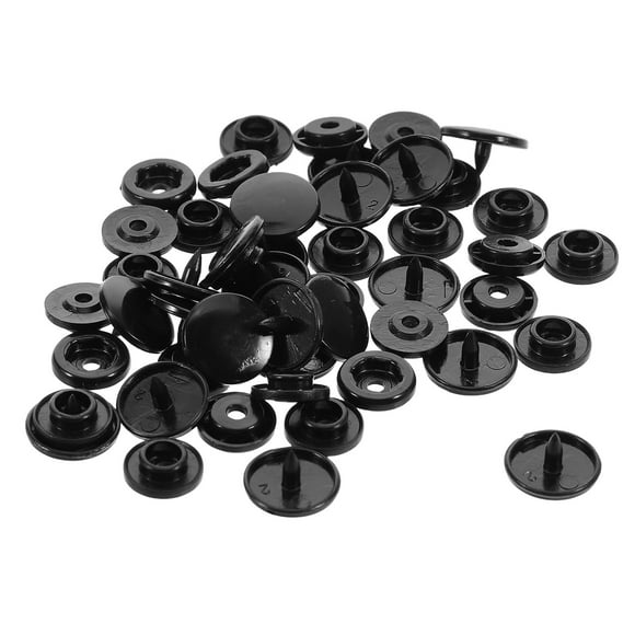 FONDOTIN 100Pcs Round Resin Plastic Buttons Fastener for Fabric Crafts Custom Garments Snap Design Black Snaps 2 Sets