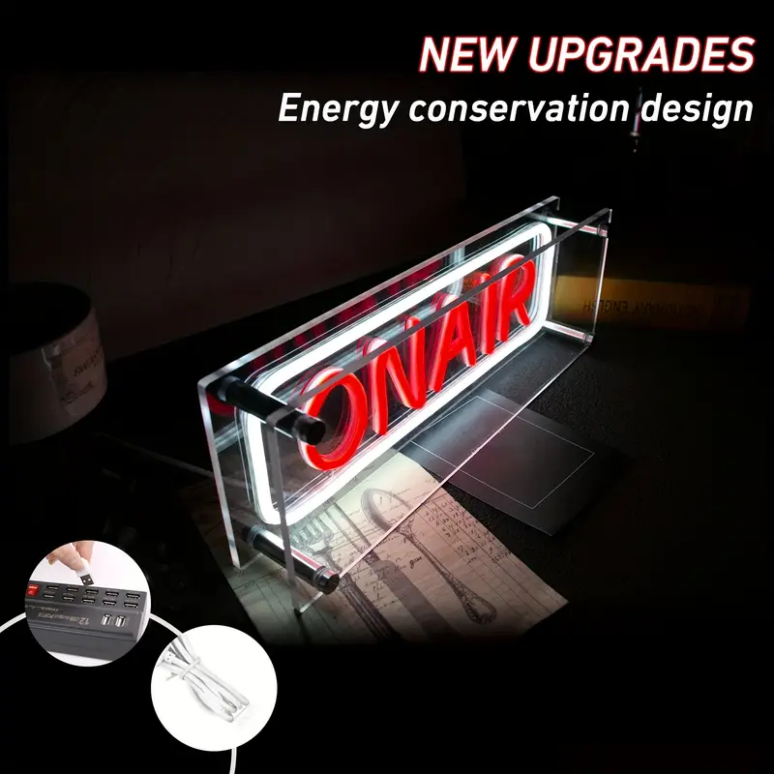 UPONRAY On Air Desktop Neon Signs, 13.8"*4.7" Dimmable & USB-Powered LED Neon Light, Stylish Desktop decoration for Bed Room, Living Room, Shop, Bar, Party