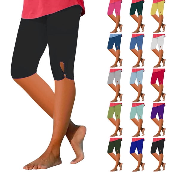 HAJWOH Capri Leggings for Women Cotton Knee Length Leggings Stretch Summer Lightweight Pants Casual Athletic Running Workout Yoga Pants