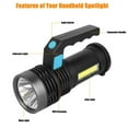thumbnail image 5 of DODOING Rechargeable Spotlight, 4 Light Modes Side Floodlight Powerful LED Beam, Heavy Duty Rugged Spot Light, IP44 Water Resistant (USB Cable Included), 5 of 8