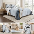 thumbnail image 6 of Twin Quilt Set 68''x86'', Gray Marble Lightweight Summer Bedspread Coverlet Set with 2 Pillow Shams, Modern Ink Painting Art Abstract Breathable All Season Quilt Bedding for Dorm/Bedroom, 6 of 9