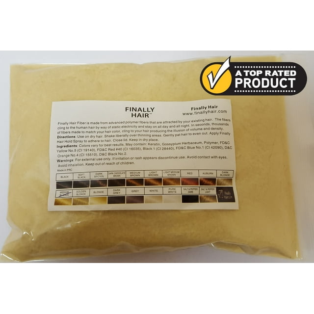 Refill Bag - Finally Hair Building Fibers - 25 Gram Hair Thickener Filler Fibers in Light Medium Blonde (we have 20 colors and several blond shades) Conceal Cover Hair Loss