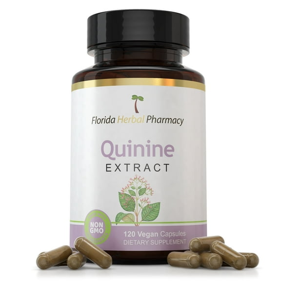 Florida Herbal Pharmacy, Quinine Cinchona Dried Bark Extract Supplement Capsules 10:1 (120 Capsules) 500 mg per Capsule, 1000 mg Serving (Pack of 1)