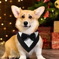 thumbnail image 5 of Collar de perro con pañuelo de boda formal para perro con pajarita, disfraz de cumpleaños, esmoquin ajustable para fiesta de mascotas, NEGRO, 5 of 5