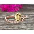 thumbnail image 5 of 2 Carat 7x5mm Emerald Cut Art Deco Champagne Diamond Moissanite 10k Rose Gold Wedding Set Engagement Ring Anniversar Ring Surprisingly, 5 of 5