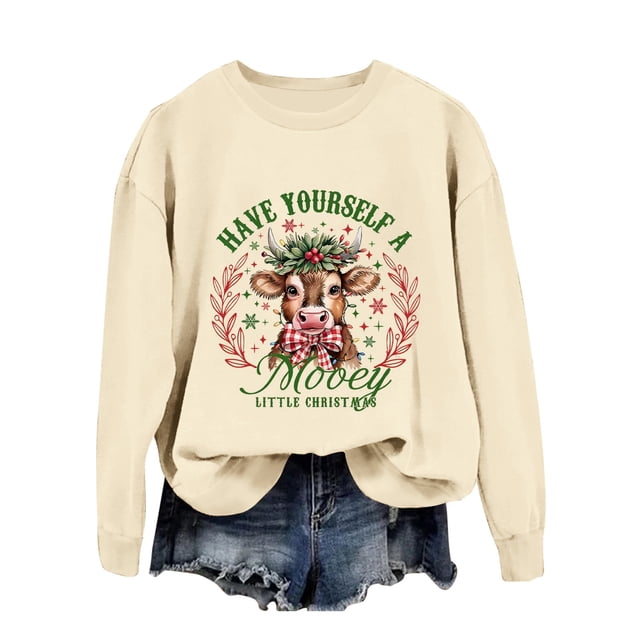 Kcodviy Sweat à Capuche de Noël pour Femmes, Imprimé Western, Automne, Confortable, Habillé, avec Fermeture Éclair Active