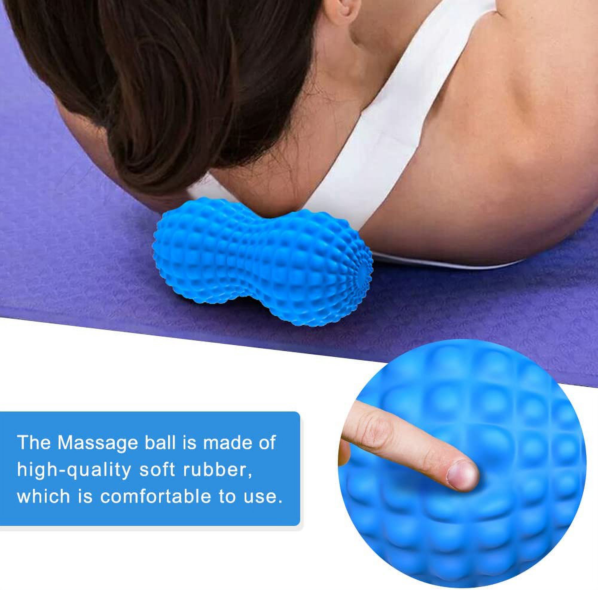 Peanut Massage Ball, Double Lacrosse Massage Roller Balls, Deep Tissue Massage Ball for Back, Neck, Shoulder, Spine, Legs, Hips, Peanut Roller Trigger Point Muscle Massage Relaxer (Blue) - image 2 of 5