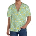 thumbnail image 1 of Balery Easter with eggs and flowers Camisa Casual de Manga Corta con Botones para Hombre, Texturizada, Estilo Cubano, para Playa, Verano-4X-Large, 1 of 5