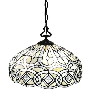 Amora Lighting  AM295HL16 Tiffany Style White Hanging Lamp White Bronze