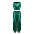 thumbnail image 3 of Miutii Girls 2 Piece Dance Outfits Shiny Tops and Pants Set Cheer Outfit for Stage Performance Green 3-4, 3 of 5