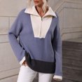 thumbnail image 2 of Moda mujer cuello alto manga larga cremallera Color a juego suéter camisetas Fridja  hjk2759, 2 of 6