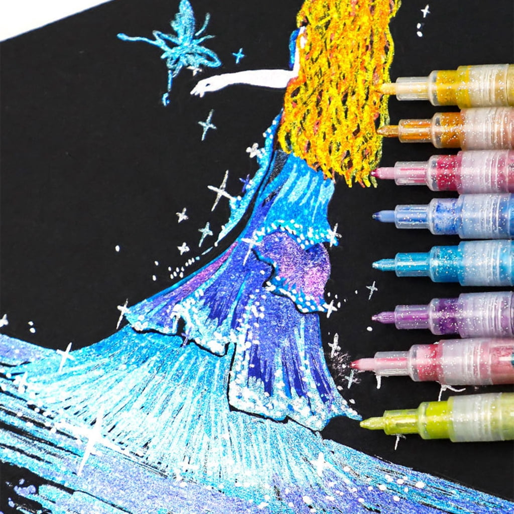 Sparkling Marker 0.7mm Fine Point Quick Dry Sparkling Highlighter Pen For Journals Notebook Scrapbooking Card Making