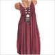thumbnail image 2 of Vestido de verano Correa sin mangas Vestido de mujer Escote redondo Tela de niña, Rojo vino, XXL Jumpingount AP002181-21, 2 of 4