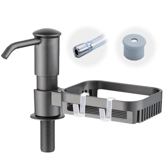 Vestitly In Soap Dispenser For Kitchen Brushed Pump Head Countertop In Soap Dispenser With Extension Tube Kit And Storage Basket Design For Kitchen Bathroom