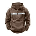 thumbnail image 2 of CQONEPT Men's Hi Vis Sweatshirts Tactical 1/4 Zip Pullover Tops Drawstring Winter Clothes with Pockets Brown XL, 2 of 6