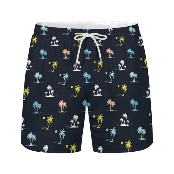 Gym Shorts Men Coconut Tree Prtint Drawstring Casual Loose Fit Summer Beach Hiking Golf Shorts