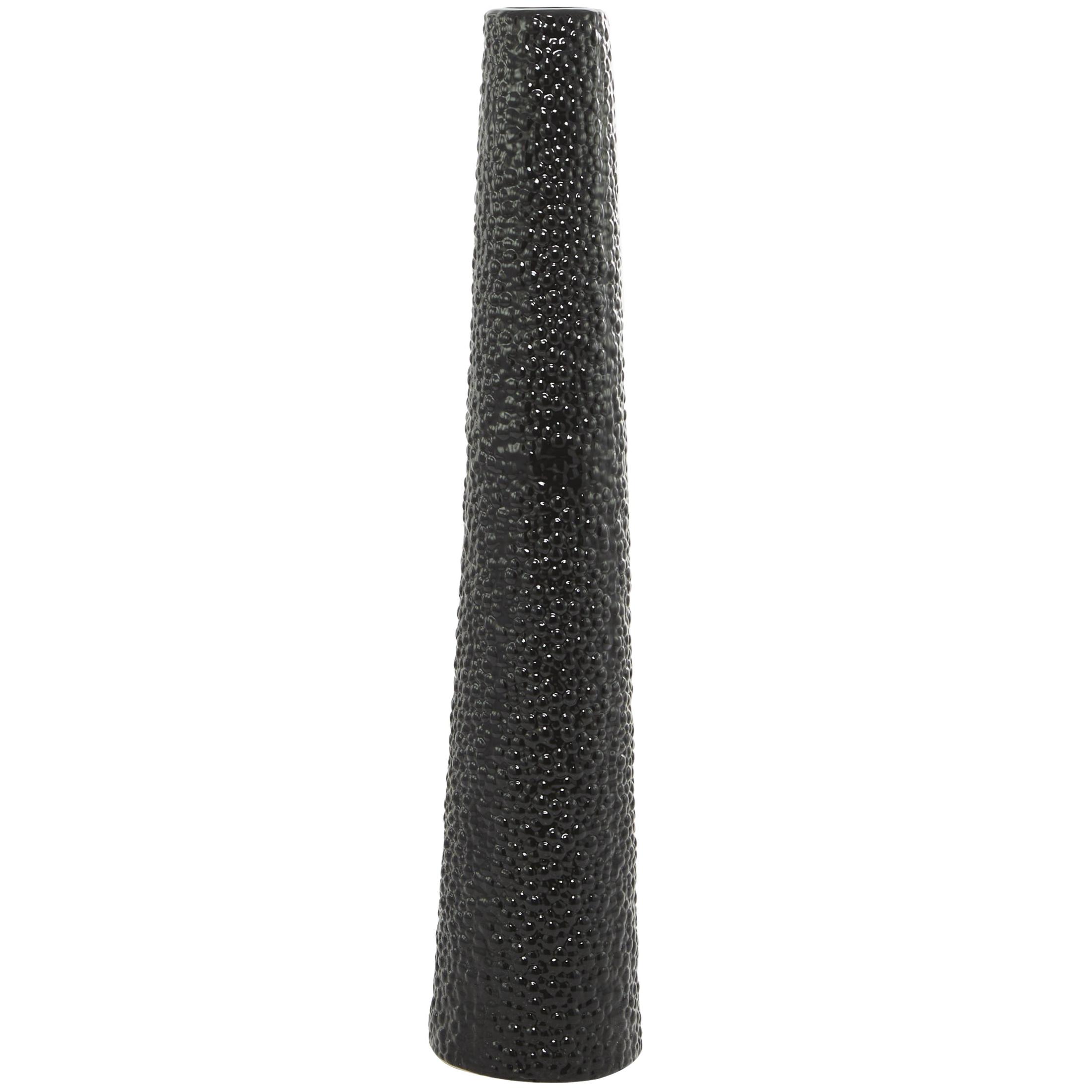 DecMode 39" Tall Black Ceramic Vase with Bubble Texture