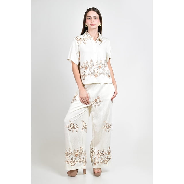 Conjunto camisero bordado Roman Fashion /Juvenil, 01538 (Hueso) beige M