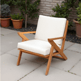 thumbnail image 3 of Vulcan Cream Lounge Armchair – Wooden Modern Scandinavian Design with Artfully Angled Arms for Indoor & Outdoor Use, 3 of 7