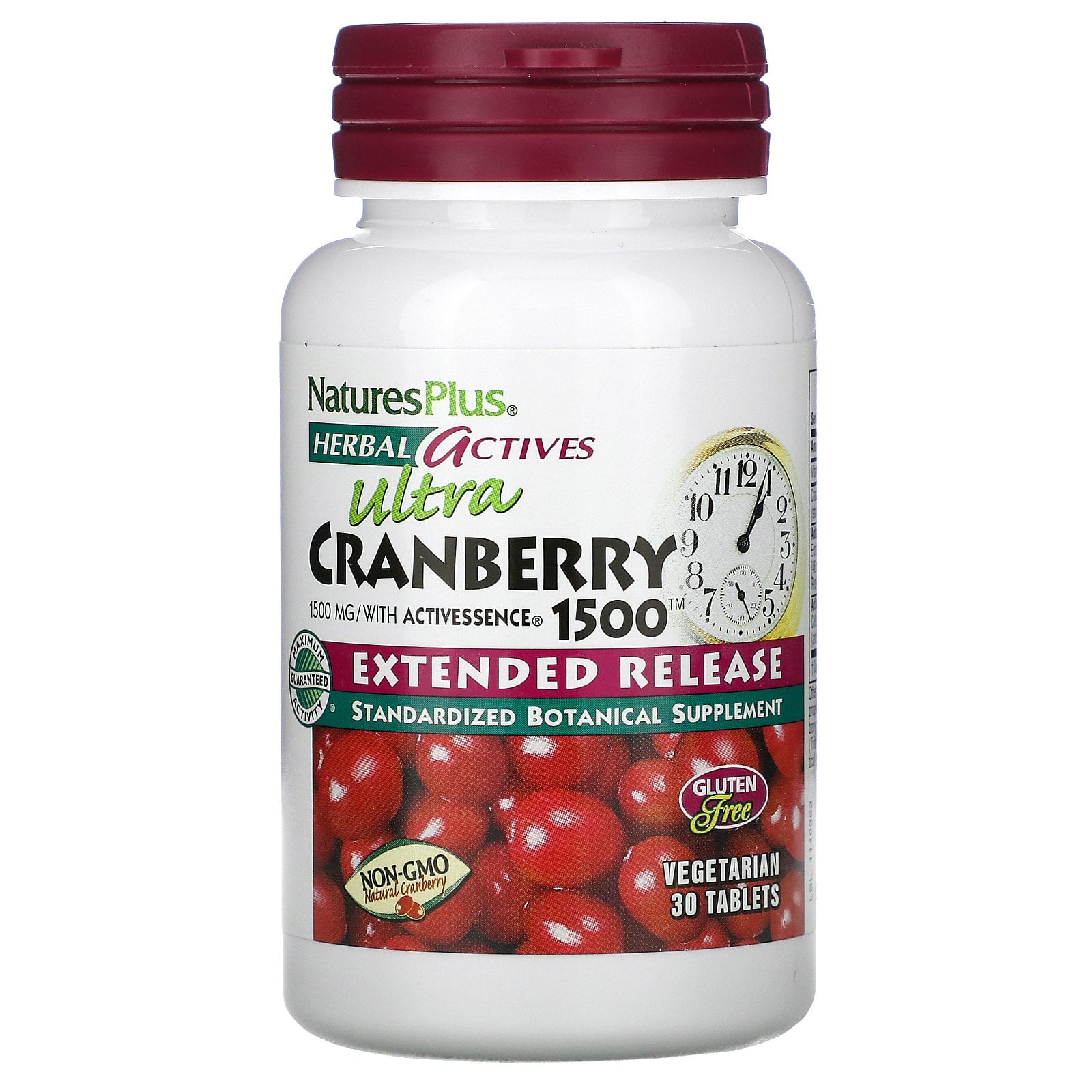 Nature's Plus - Herbal Actives Extended Release Ultra Cranberry 1500 mg. - 30 Tablets