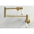 thumbnail image 2 of Kingston Brass KS4107PL Metropolitan Two-Handle 1-Hole Wall Mount Pot Filler Faucet in Brushed Brass, 2 of 8