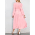 thumbnail image 4 of Solid Color V Neck Asymmetrical Seam Belted Midi Dress for Women Pink Medium, 4 of 4