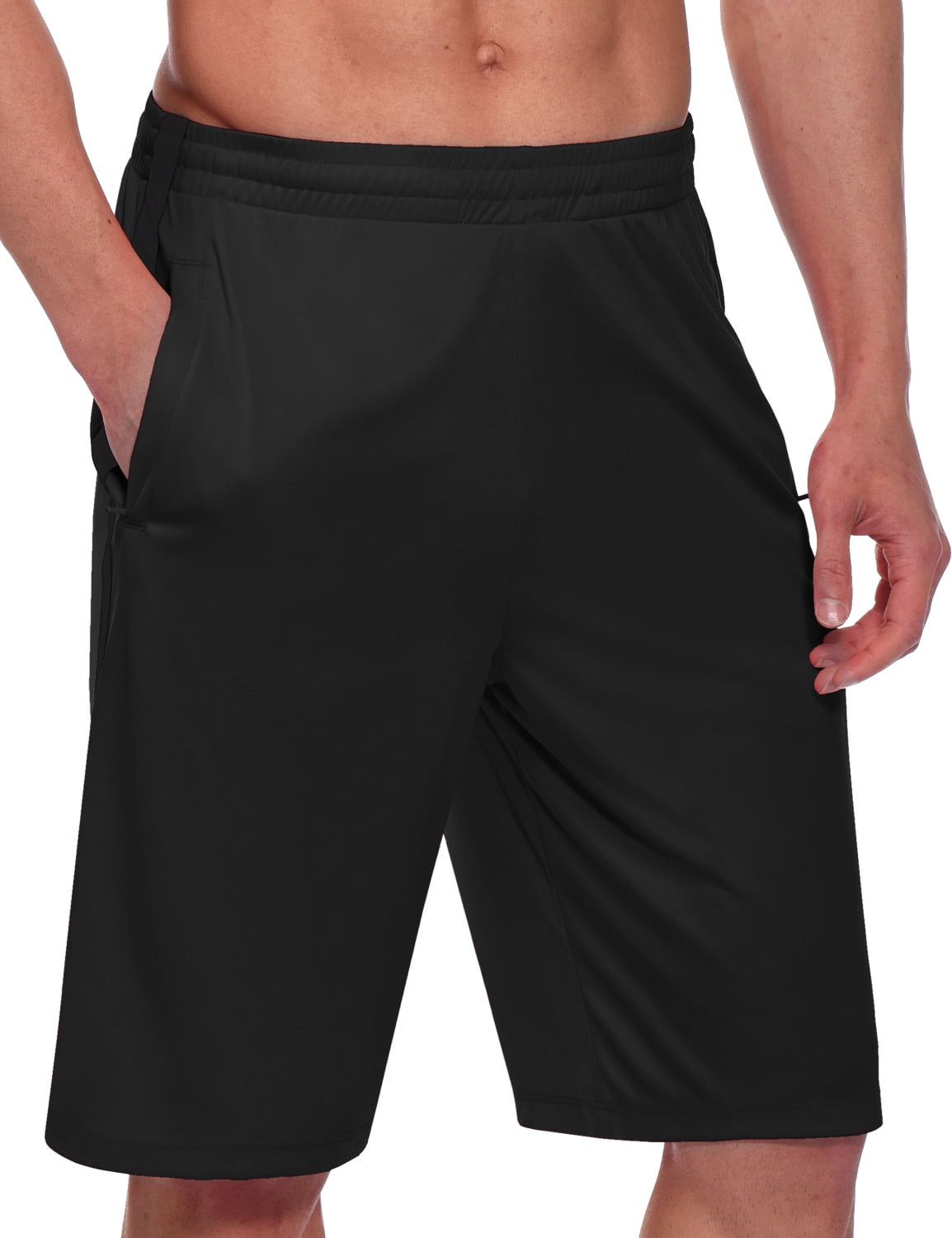 BALEAF Men's 11'' Basketball Shorts Long with Zipper Pockets Gym Shorts Lightweight Workout Training Drawstrings Gray Size M - Walmart.com
