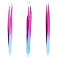 thumbnail image 1 of Lash Tweezers Set, 3Pcs Stainless Steel Lash Extension Tweezers 3 Styles Straight and Curved Eyelash Tweezers for Removing Eyebrows False Lashes Smeared False Nails (Red-Blue Gradient), 1 of 7