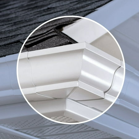 AMERIMAX HOME PRODUCTS Gutter Outside Mitre, White Aluminum, 5-In. 27202