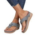 thumbnail image 4 of Miluxas Sandals Women Flip Flops Clearance: Wedge Platform Comfortable Beach Shoes Dressy Summer Sandals for Women Casual Slides Gray 5.5(36), 4 of 7