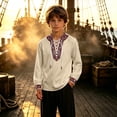 thumbnail image 2 of Weebloom Kids Boys Medieval Renaissance Pirate Shirt Long Sleeve Cosplay Shirt Dress Up Top Role Play Halloween Shirts,Size 3-16 Y, 2 of 6