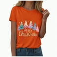 thumbnail image 5 of UngA Womens Christmas T Shirts Merry and Bright Shirt Women Merry Christmas Tee Letter Print Casual Short Sleeve Tee Tops Christmas Shirts Women Orange,XXL, 5 of 6