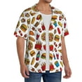 thumbnail image 4 of Wukai Hot Dog Pizza Men's Casual Short-Sleeve Button Down Shirt - Lightweight Summer Dress Shirt for Daily Wear-Large, 4 of 7