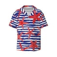thumbnail image 4 of Uemuo Sea Stars Pattern Cotton Linen Short Sleeve Shirts,Casual Lightweight Button Down Shirts,Vacation Beach Summer Tops-Large, 4 of 7
