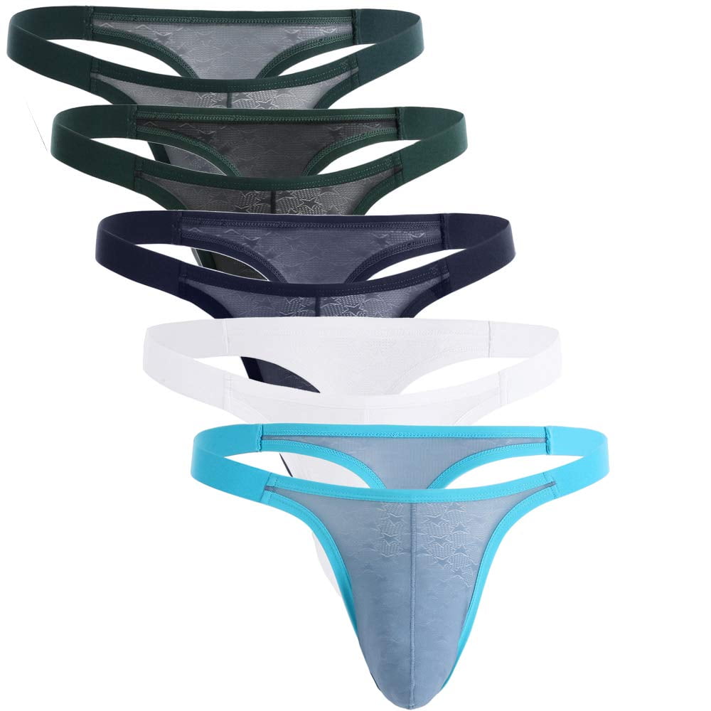 Summer Code Men's Striped Thong Low Rise Elastic Waistband Underwear