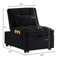 thumbnail image 4 of Convertible Chair Bed, 4 in 1 Convertible Sofa Bed Sleeper Chair with Adjustable Backrest & Side Pocket, Built-in Handle & Pillows, Sofa Couch Bed Sofa Chair for Living Room, Small Spaces, Black, 4 of 9