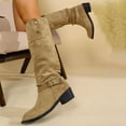 thumbnail image 3 of LOVZFMLL Boots for Women Mid Calf Winter Boots Buckle Round Toe Slip Resistant Low Block Heel Convertible Fall Winter Shoes, 3 of 8