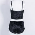 thumbnail image 6 of KOMOO Women Velvet Lace Sleepwear Sleeveless Crop Tops + Shorts Set 2pcs Pajamas Set, 6 of 7