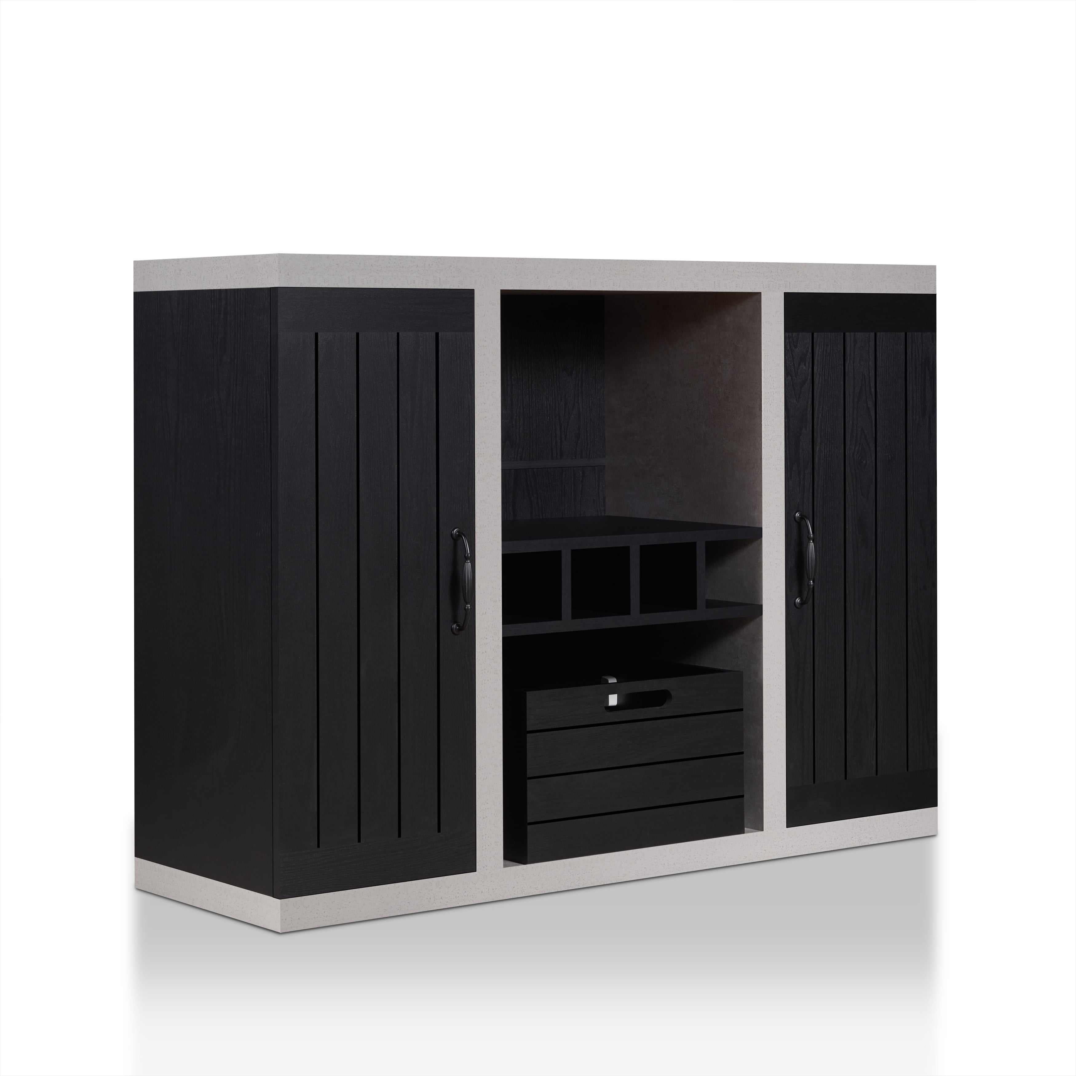 Furniture of America Danyle Industrial Two-Toned Black Buffet Sideboard
