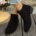 thumbnail image 2 of Rokment Dress Boots for Women Fall Winter Stylish Suede Pointed Toe Low Heel Side Zip up Short Ankle Booties Solid Color Black Size 6.5, 2 of 6