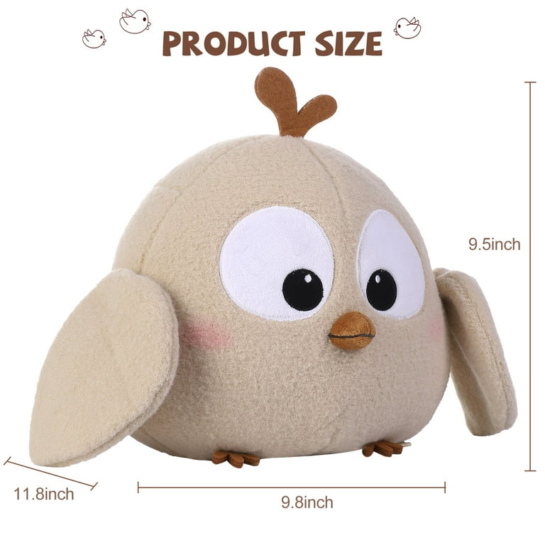 12.5'' Bird Stuffed Animal Plush Toy, Blue Cute Plushies Chubby