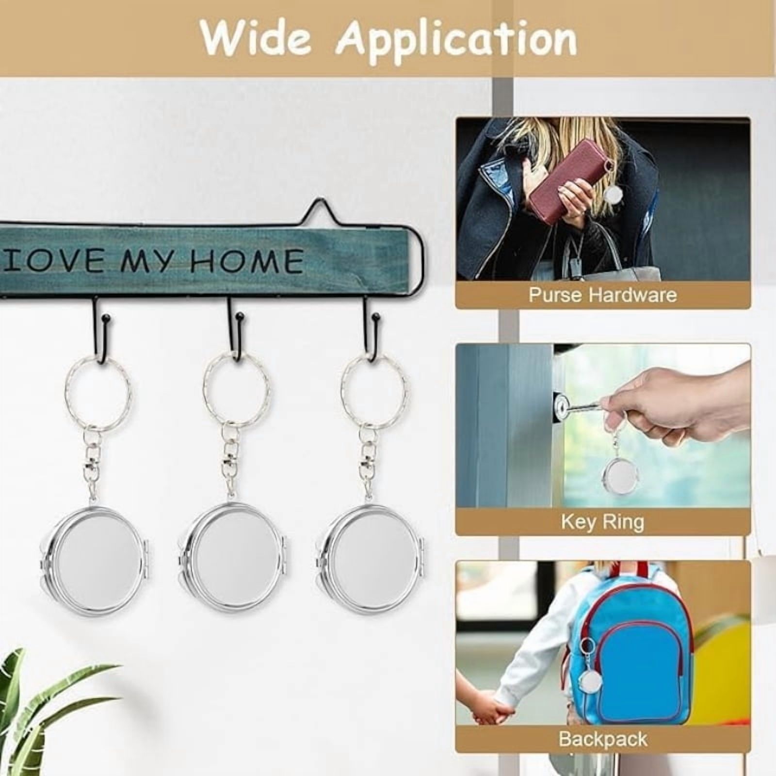 20 Pack Sublimation Blanks Pocket Mirror with Keychains DIY Heat Transfer Compact Travel Folding Mirrors for Makeup