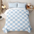 thumbnail image 2 of Homewish Contemporary Gingham Quilt Full, Minimalist Checkered Full Bedspread Sets, Light Blue, 2 of 7